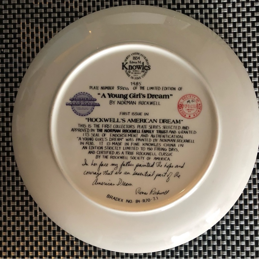 A Young Girl’s Dream Collectors Plate by Norman Rockwell - Picture 2 of 3